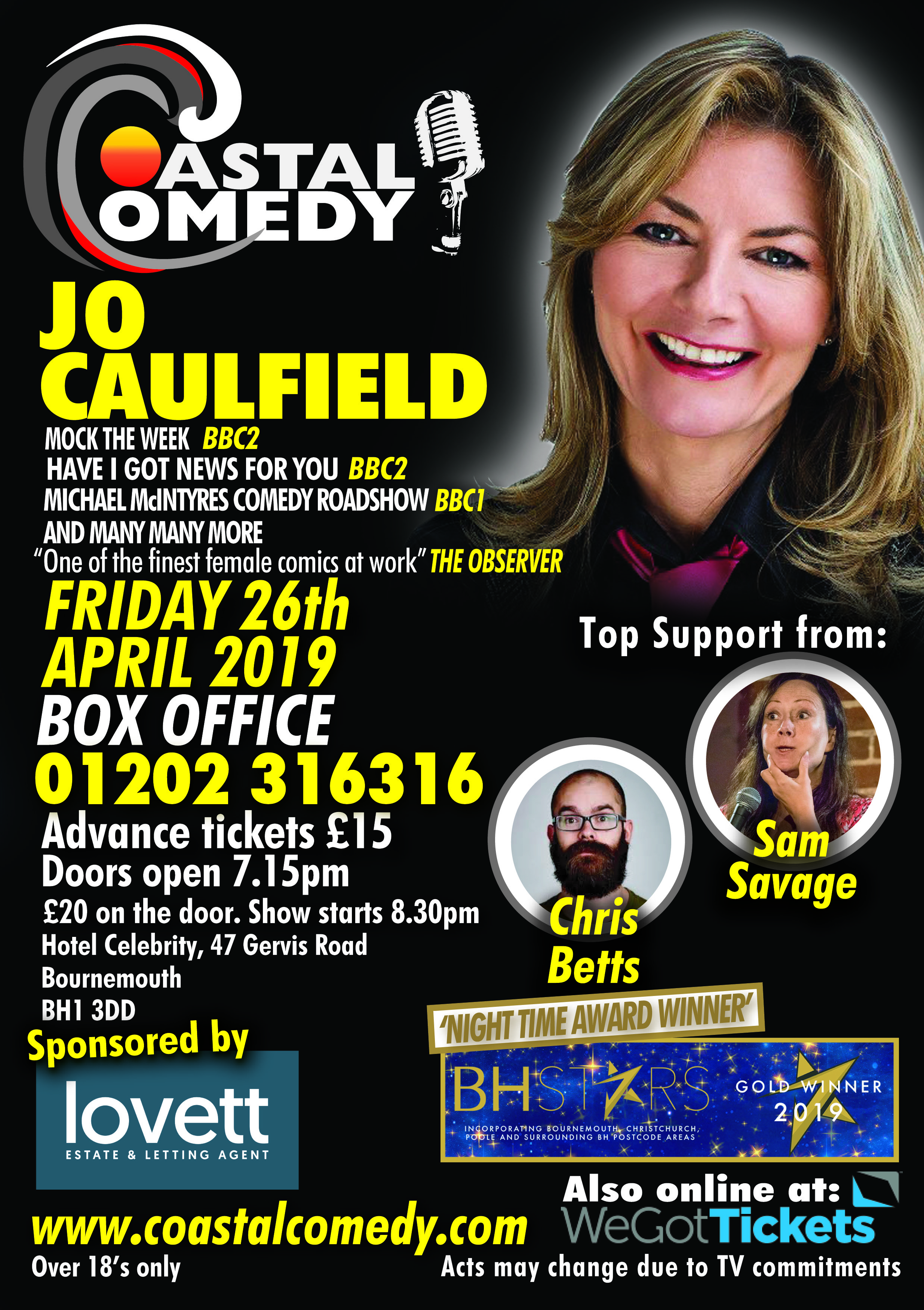 jo Caulfield, comedy, bournemouth, whatson, standup, nightlife, friday night, dorset,