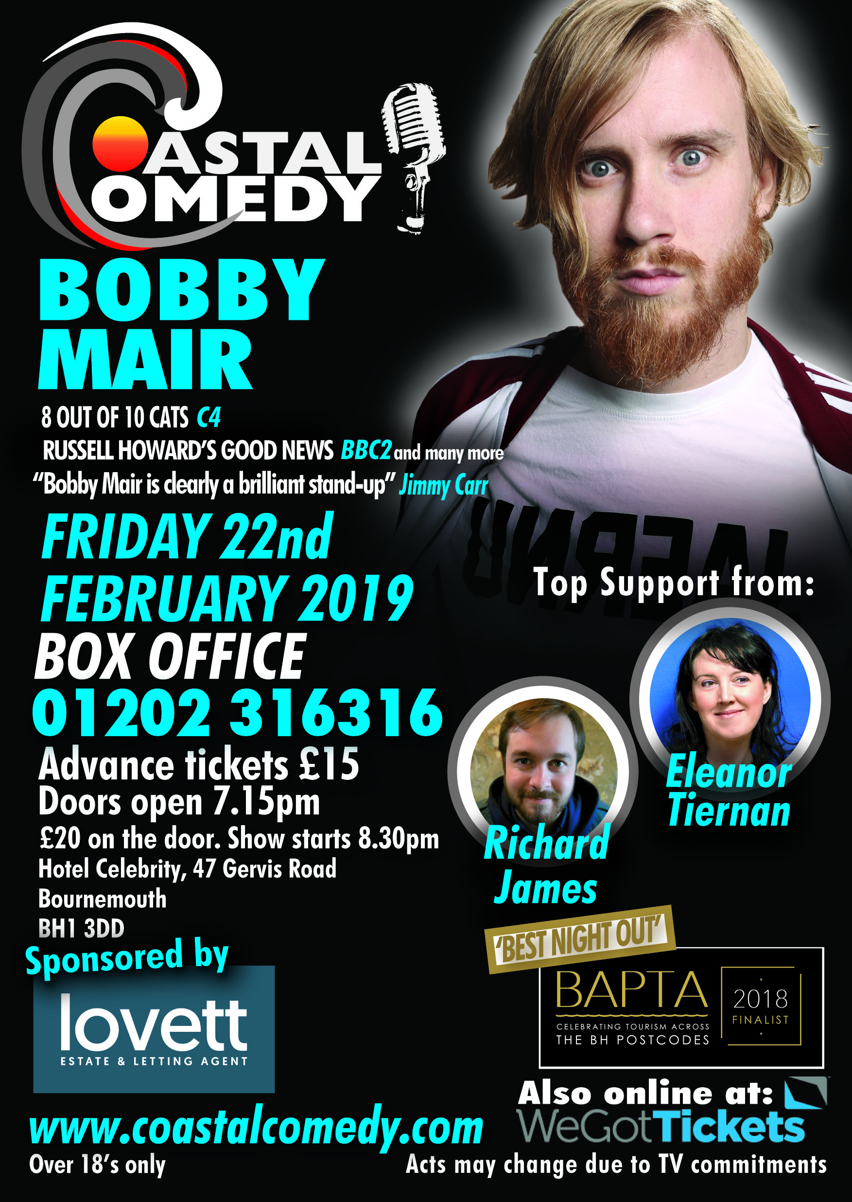 bobby mair, dorset, bournemouth, what's on, comedy, lol, standup, comedienne, Adrienne, BH stars,