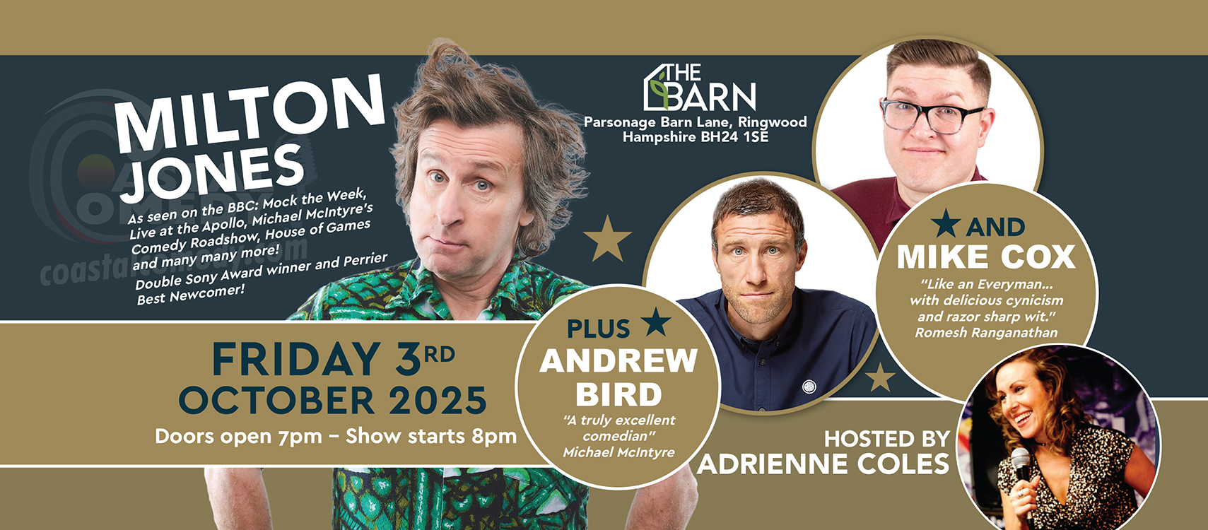 milton jones, mocktheweek, comedy club, whatson, gig, show, standup, coastalcomedy