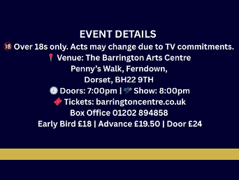 christmas show, comedy, ferdown, dorset events, xmas 2026, live, show, gig, standup, comedy club, terry alderton,