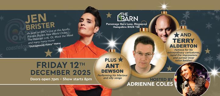 christmas show, standup, comedy club, jen brister, whatson, bournemouth, ringwood, hampshire, dorset, 