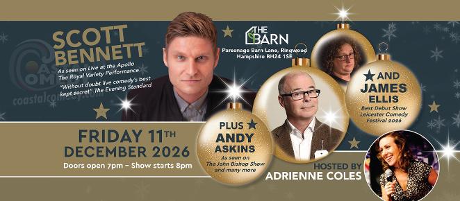 standup, christmas show, scott bennett, andy askins, comedy club, coastal comedy, 