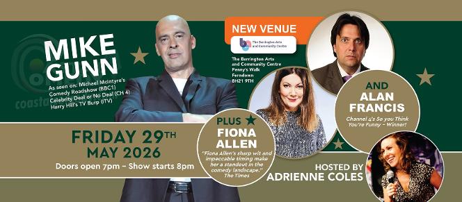 coastalcomedy, simon brodkin, comedy club, andrew bird, jake lambert, 2026, nightlife, show, poole, dorset, 