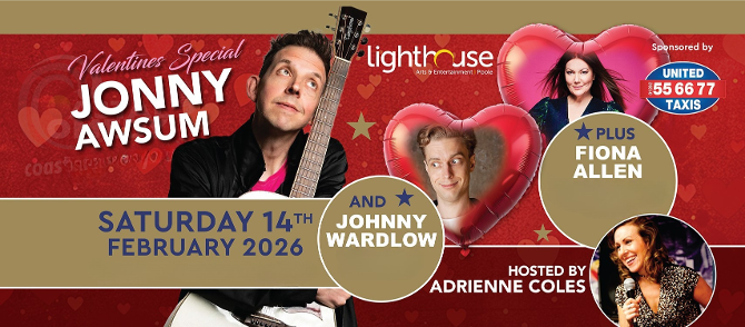valentines, love, show, comedy club, fiona allen, jonny awsum, coastal comedy,