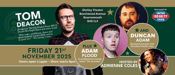 bournemouth comedy club, show, standup, comedy club, coastal comedy, adrienne coles, tom deacon, 