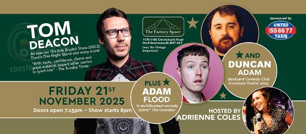 bournemouth comedy club, show, standup, comedy club, coastal comedy, adrienne coles, tom deacon, 